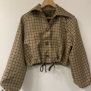 Crop jacket w/ check